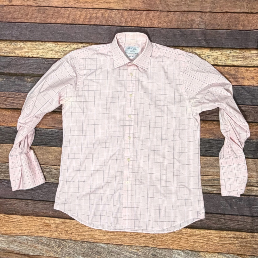 Thomas Pink Slim Fit French Cuff Men's Suit Dress Shirt Preppy